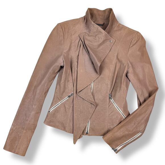DIANE VON FURSTENBERG tan lamb leather jacket - Picture 8 of 16